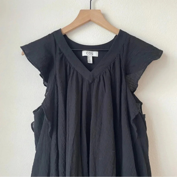 COS Ruffled Cap Sleeve Mini Dress Flowy Black 
Size 4 - Picture 7 of 13